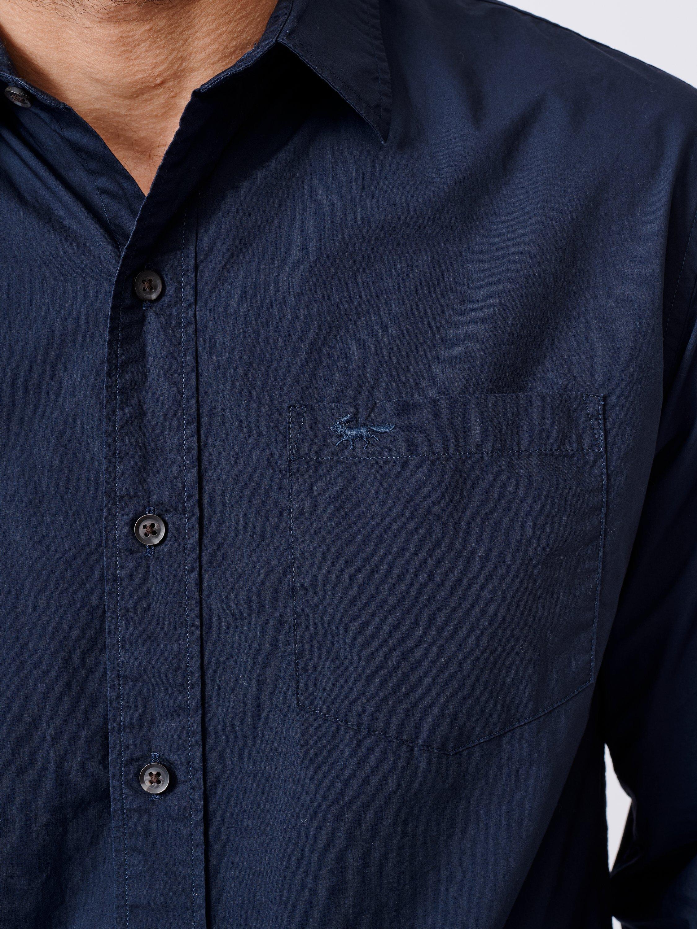 Product image 4 of 5, which shows Aubin Gladstone Cotton Poplin Shirt, Navy, M