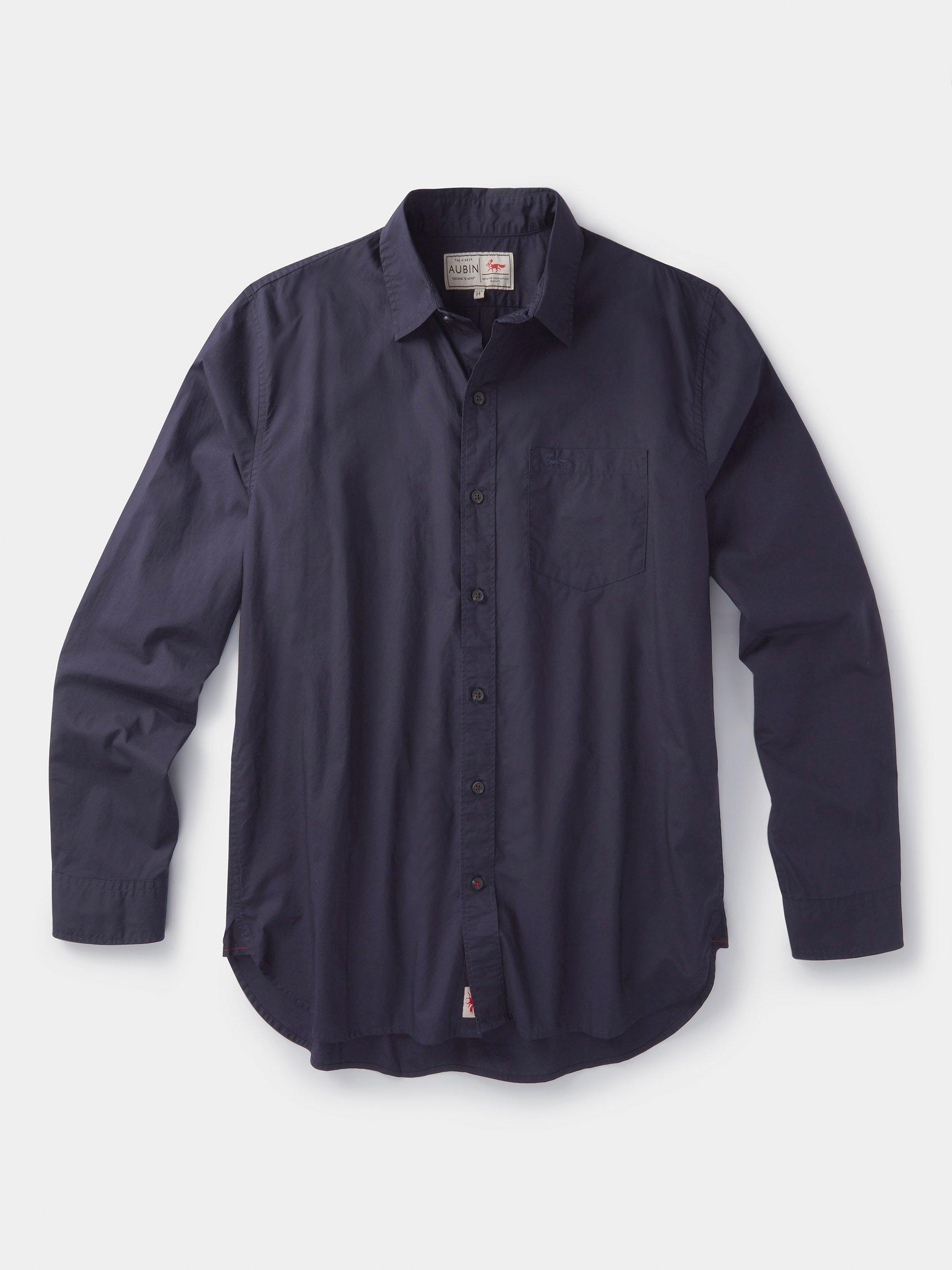Product image 5 of 5, which shows Aubin Gladstone Cotton Poplin Shirt, Navy, M
