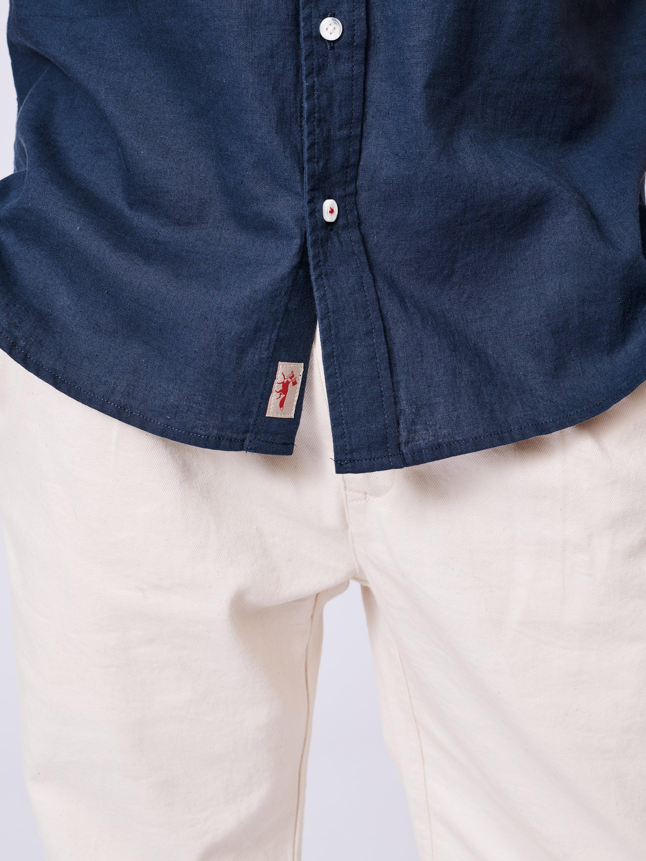 Product image 4 of 6, which shows Aubin Grainsby Linen Cotton Regular Fit Shirt, Navy, S