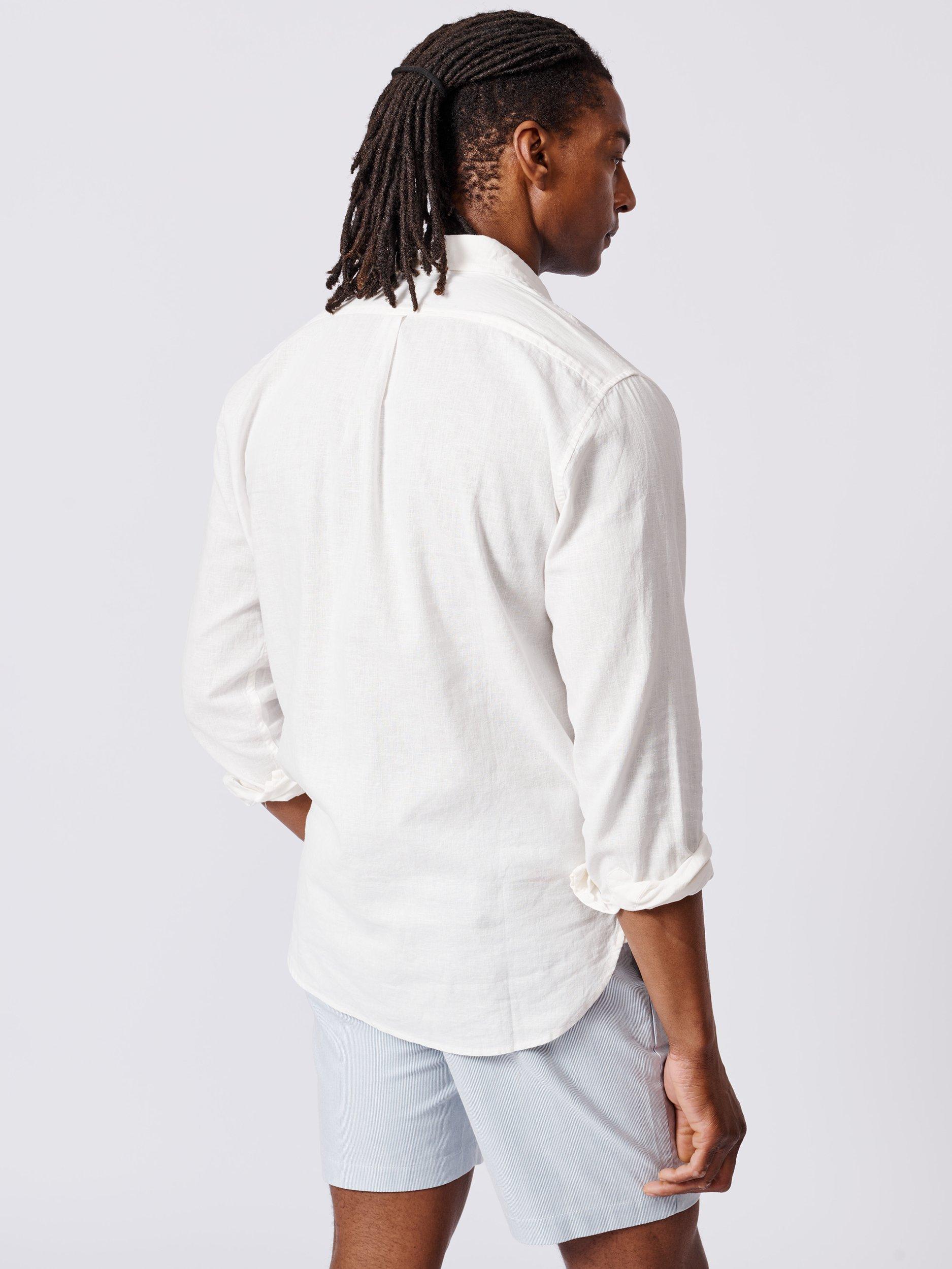 Product image 2 of 6, which shows Aubin Grainsby Linen Cotton Regular Fit Shirt, White, S