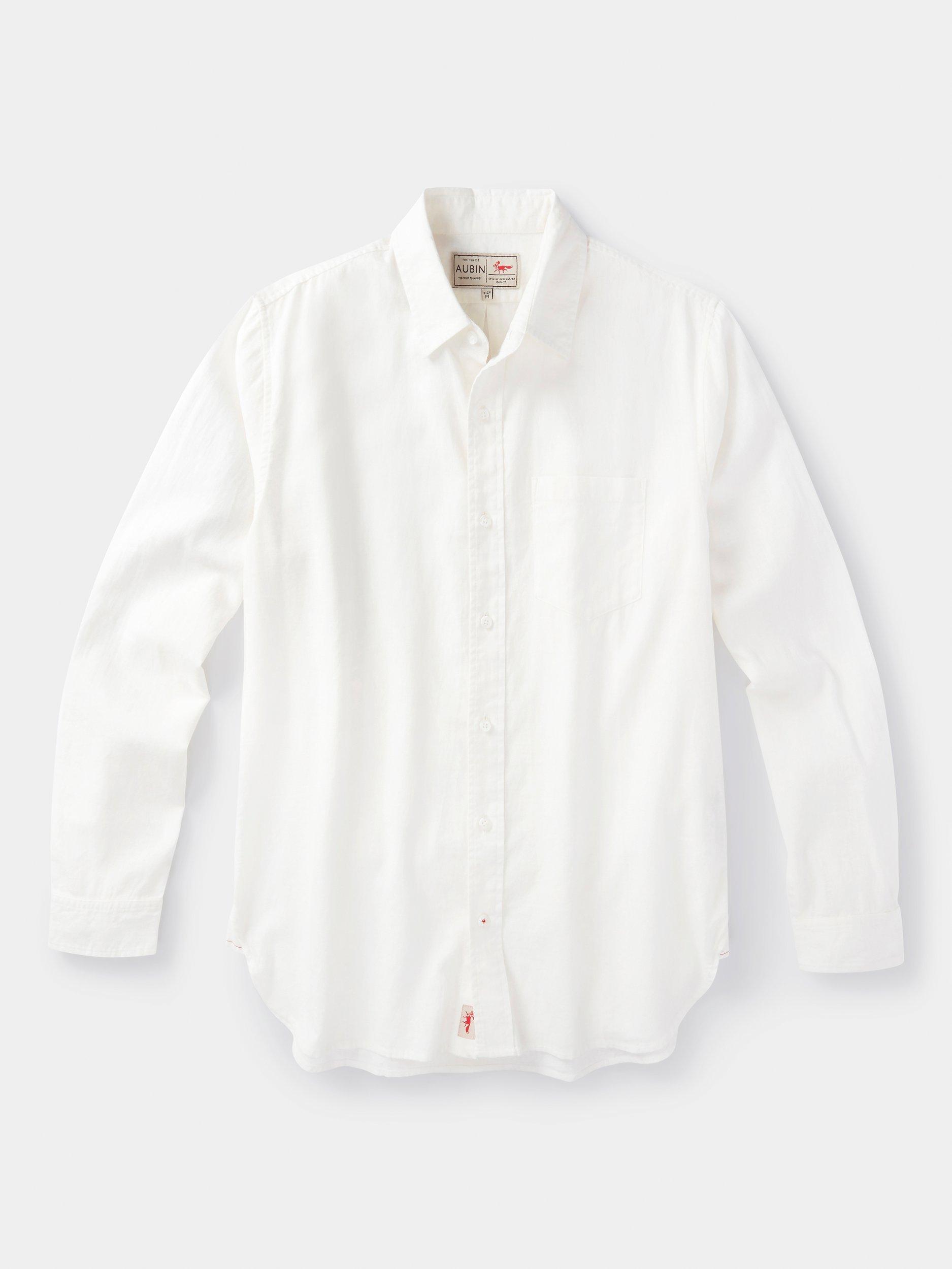 Product image 6 of 6, which shows Aubin Grainsby Linen Cotton Regular Fit Shirt, White, S