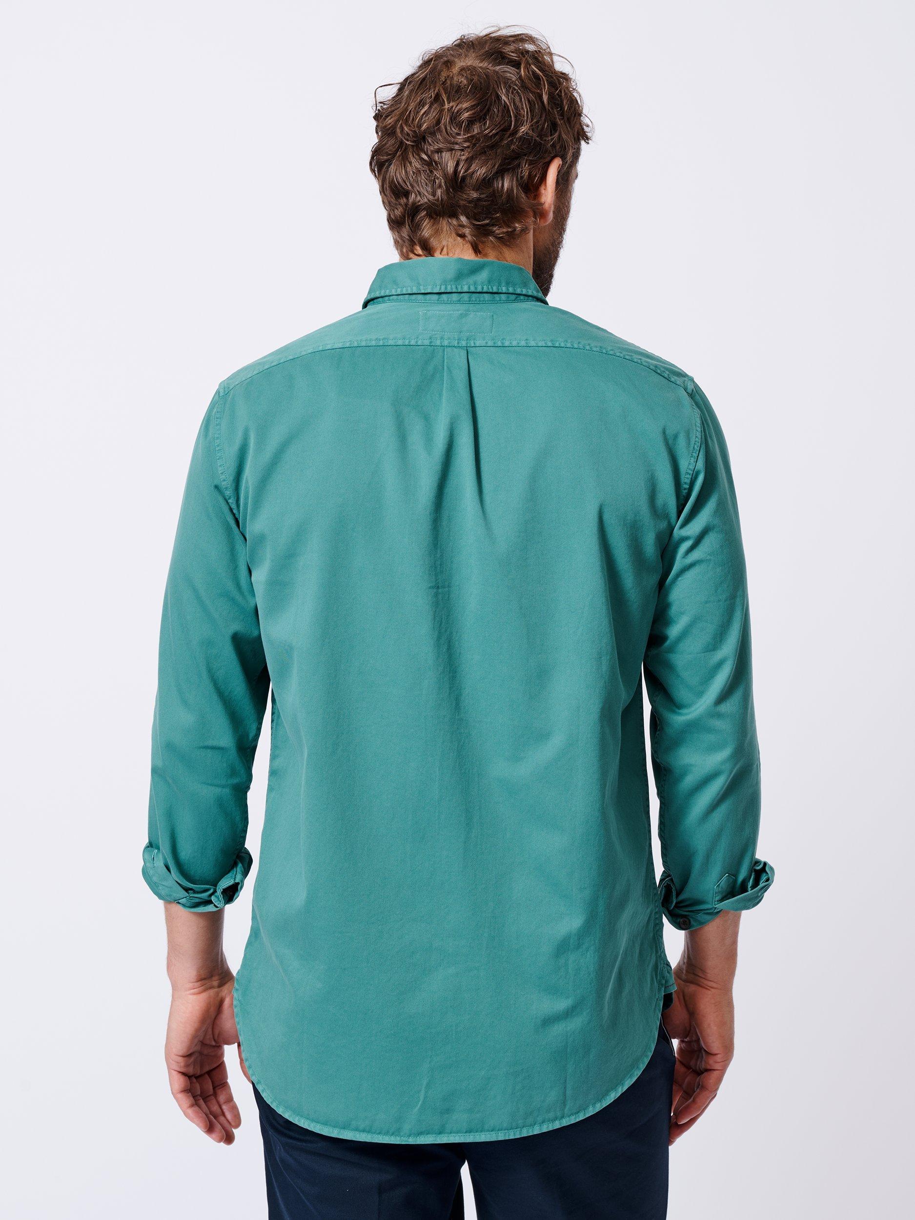 Product image 2 of 6, which shows Aubin Hessle Garment Dyed Cotton Shirt, Washed Jade, S
