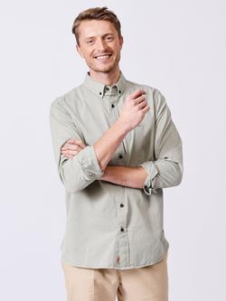 Aubin Hessle Garment Dyed Cotton Shirt, Washed Khaki