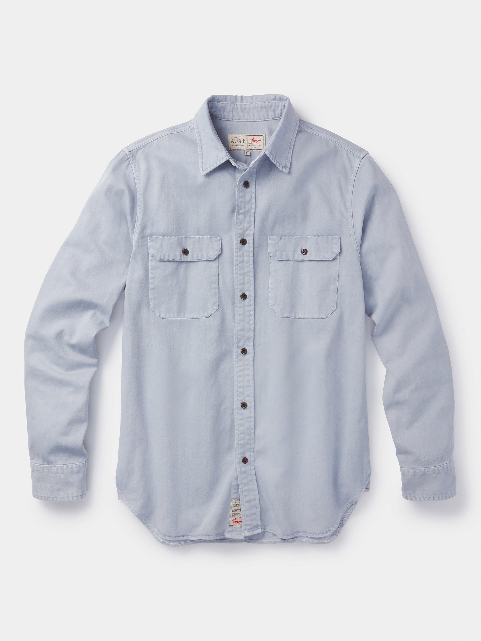 Product image 6 of 6, which shows Aubin Rigsby Washed Cotton Shirt, Vintage Blue, S