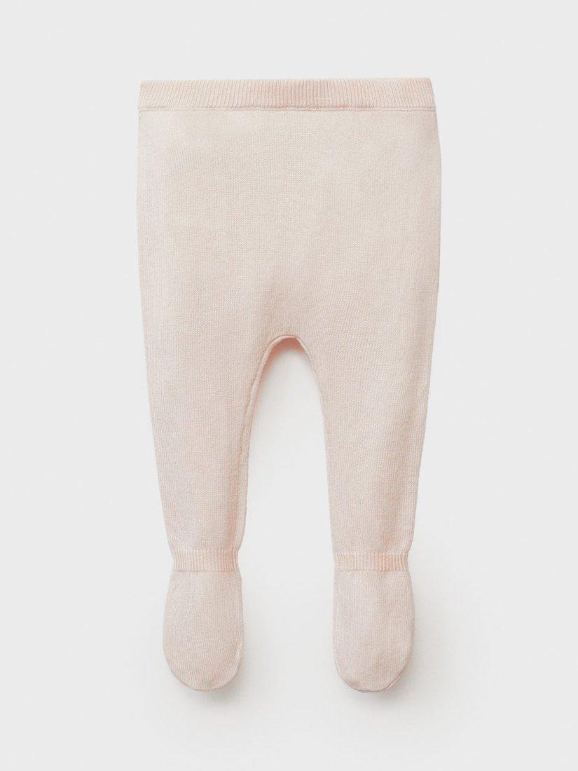 Product image 1 of 4, which shows Mango Kids' Lila Knitted Enclosed Foot Leggings, Pink, 0-1 months