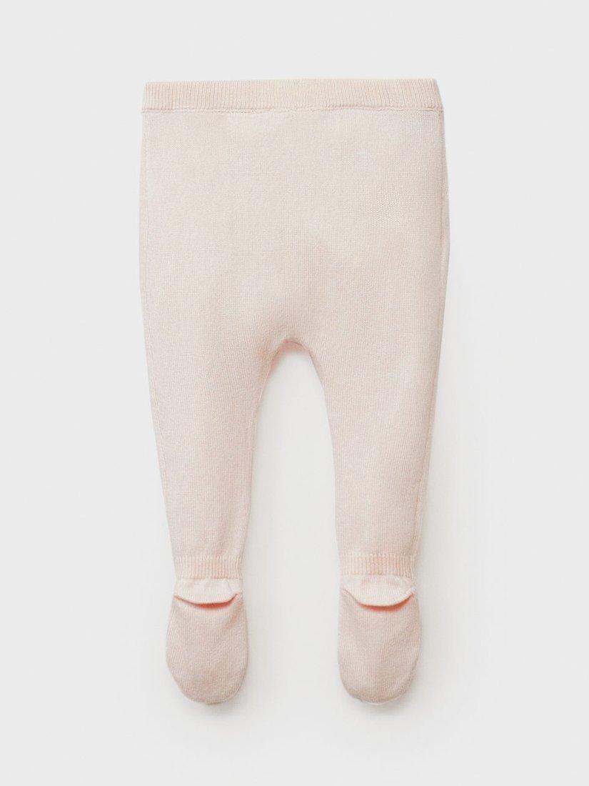 Product image 2 of 4, which shows Mango Kids' Lila Knitted Enclosed Foot Leggings, Pink, 0-1 months