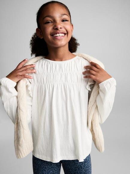Mango Kids' Blanqui Cotton Top, Natural White, Natural White