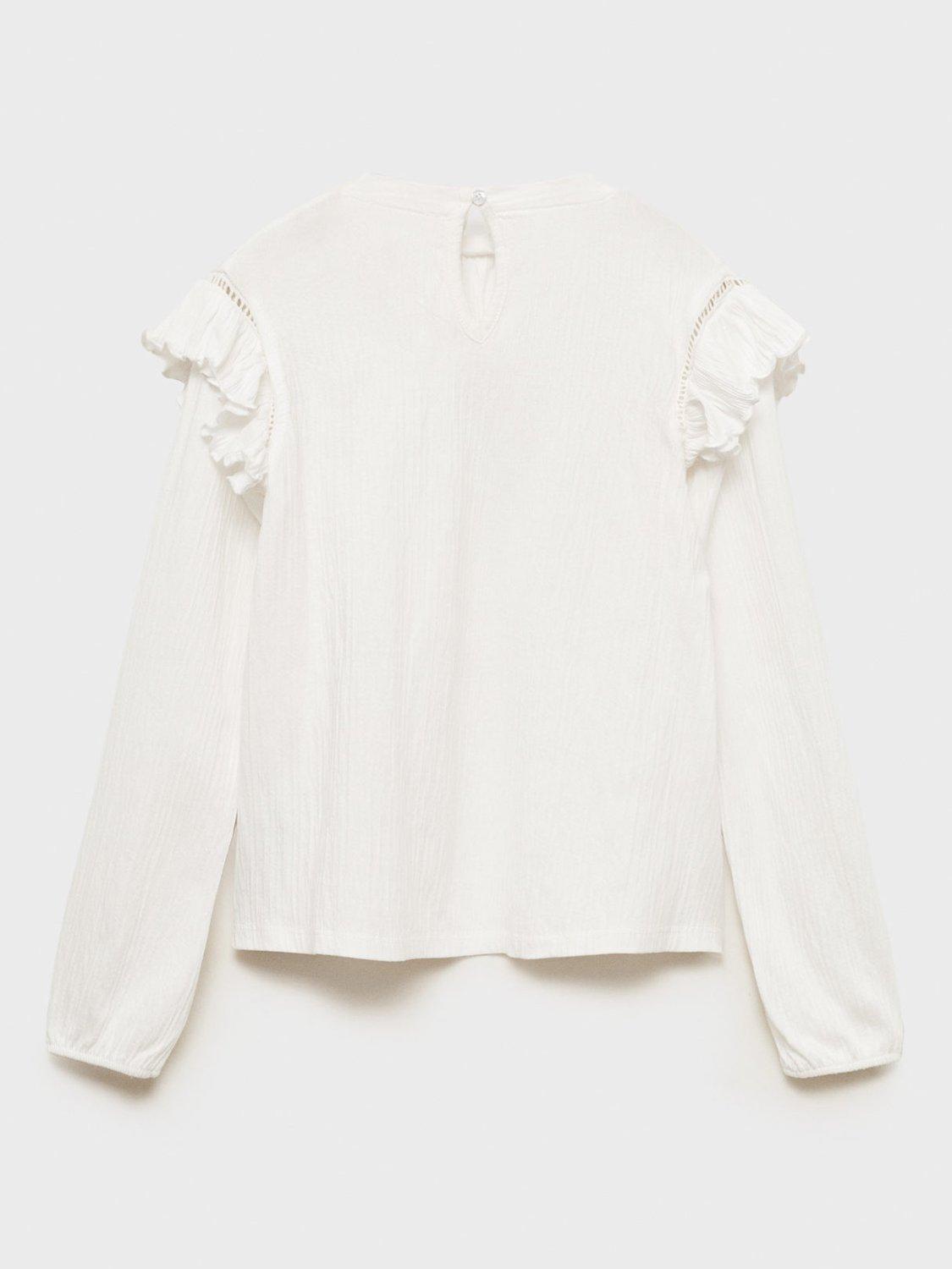 Product image 4 of 8, which shows Mango Kids' Blanqui Cotton Top, Natural White, 13-14 years
