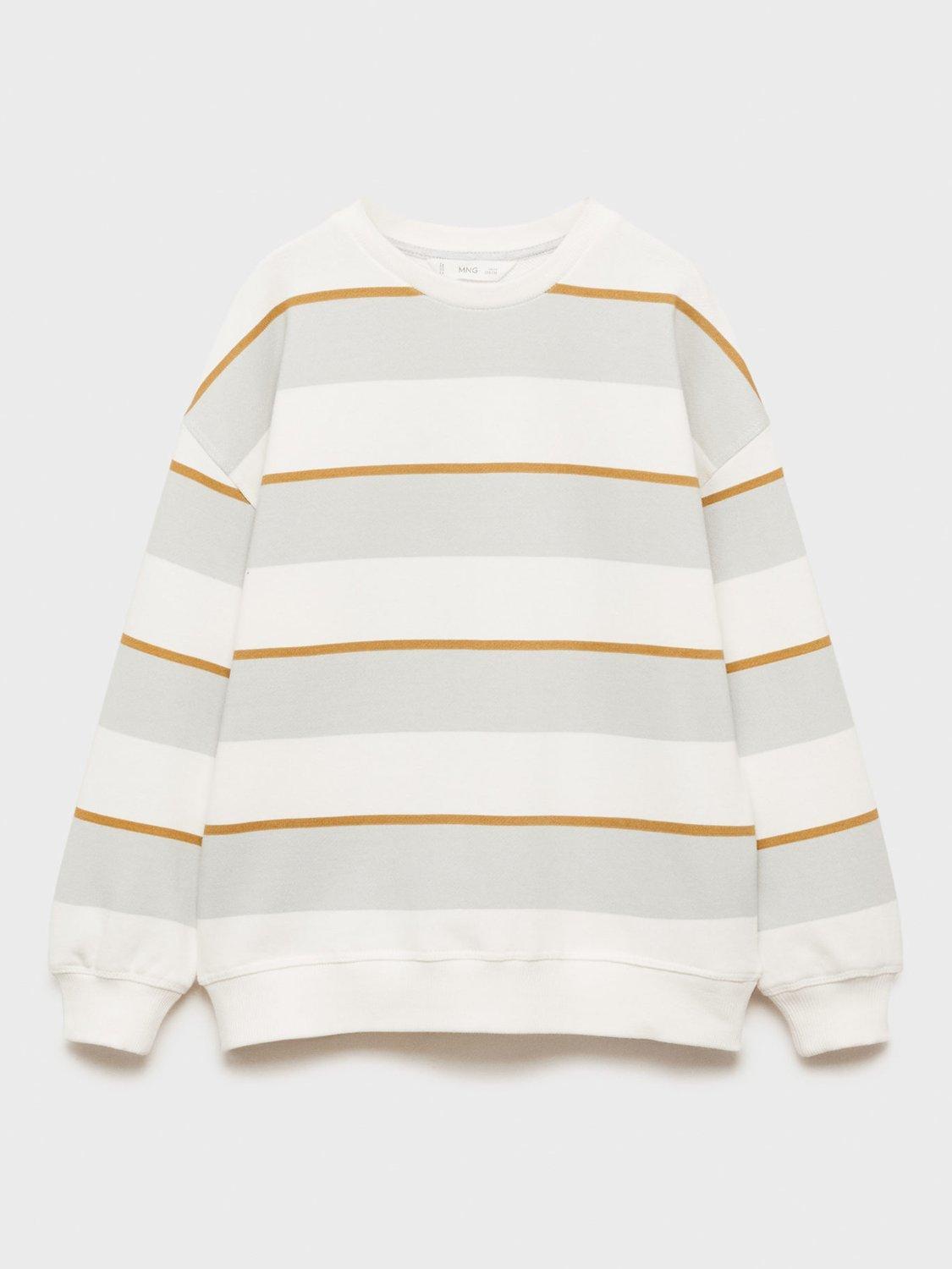 Product image 1 of 4, which shows Mango Kids' Kodak Stripe Sweatshirt, Pastel Blue/Multi, 11-12 years
