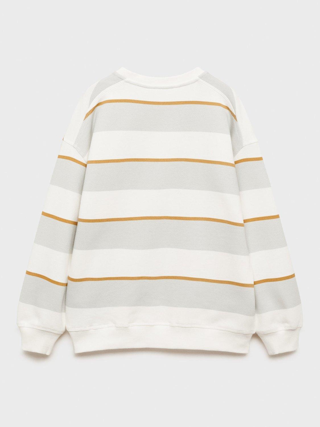 Product image 2 of 4, which shows Mango Kids' Kodak Stripe Sweatshirt, Pastel Blue/Multi, 11-12 years