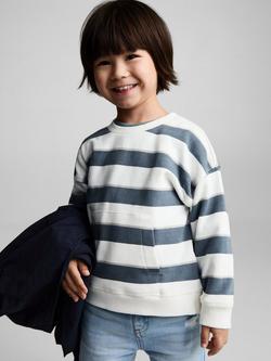 Mango Kids' Kodak Stripe Sweatshirt, Medium Blue, Medium Blue
