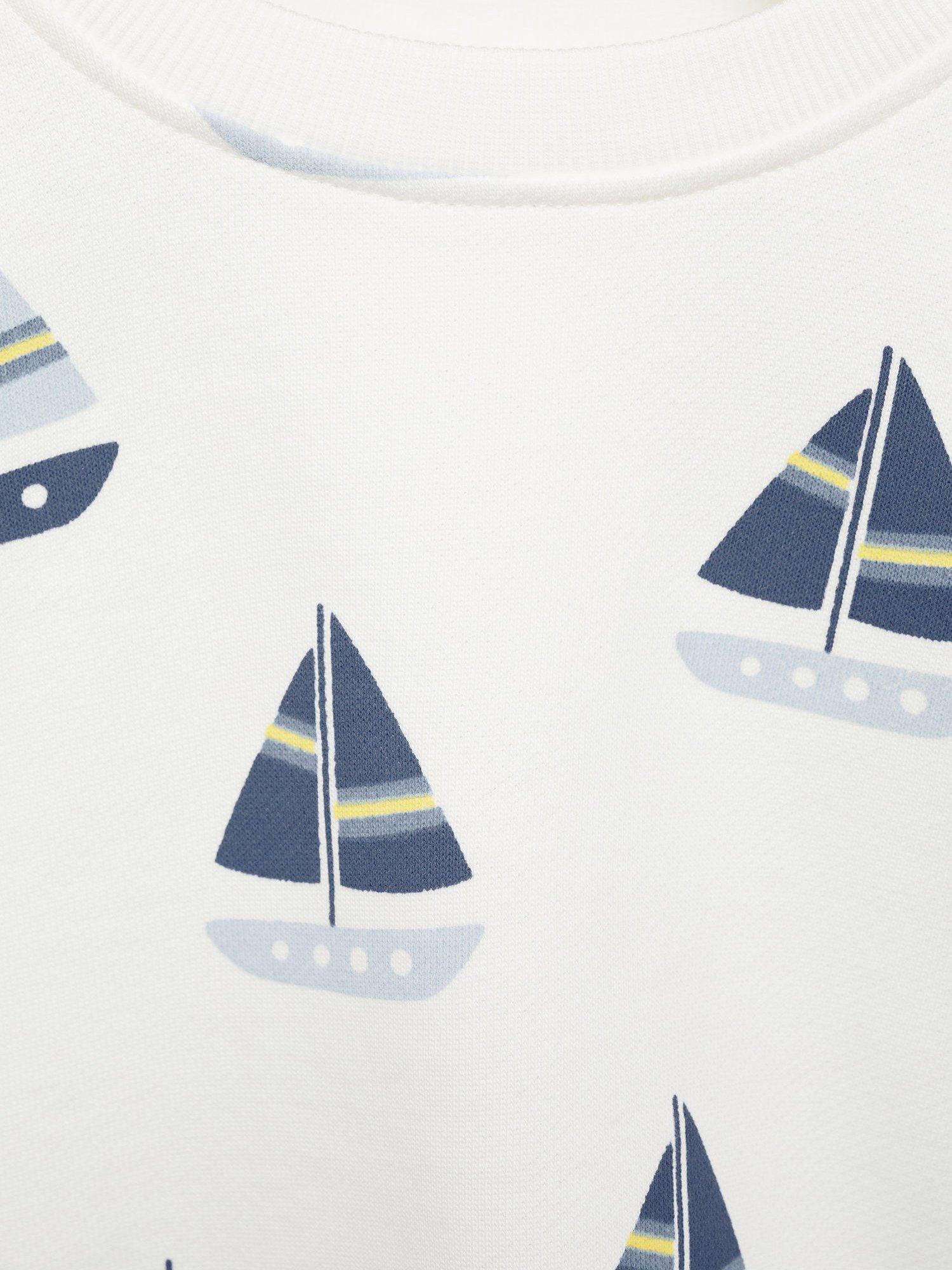 Product image 4 of 4, which shows Mango Kids' Sailing Boats Sweatshirt, Natural White, 9-12 months