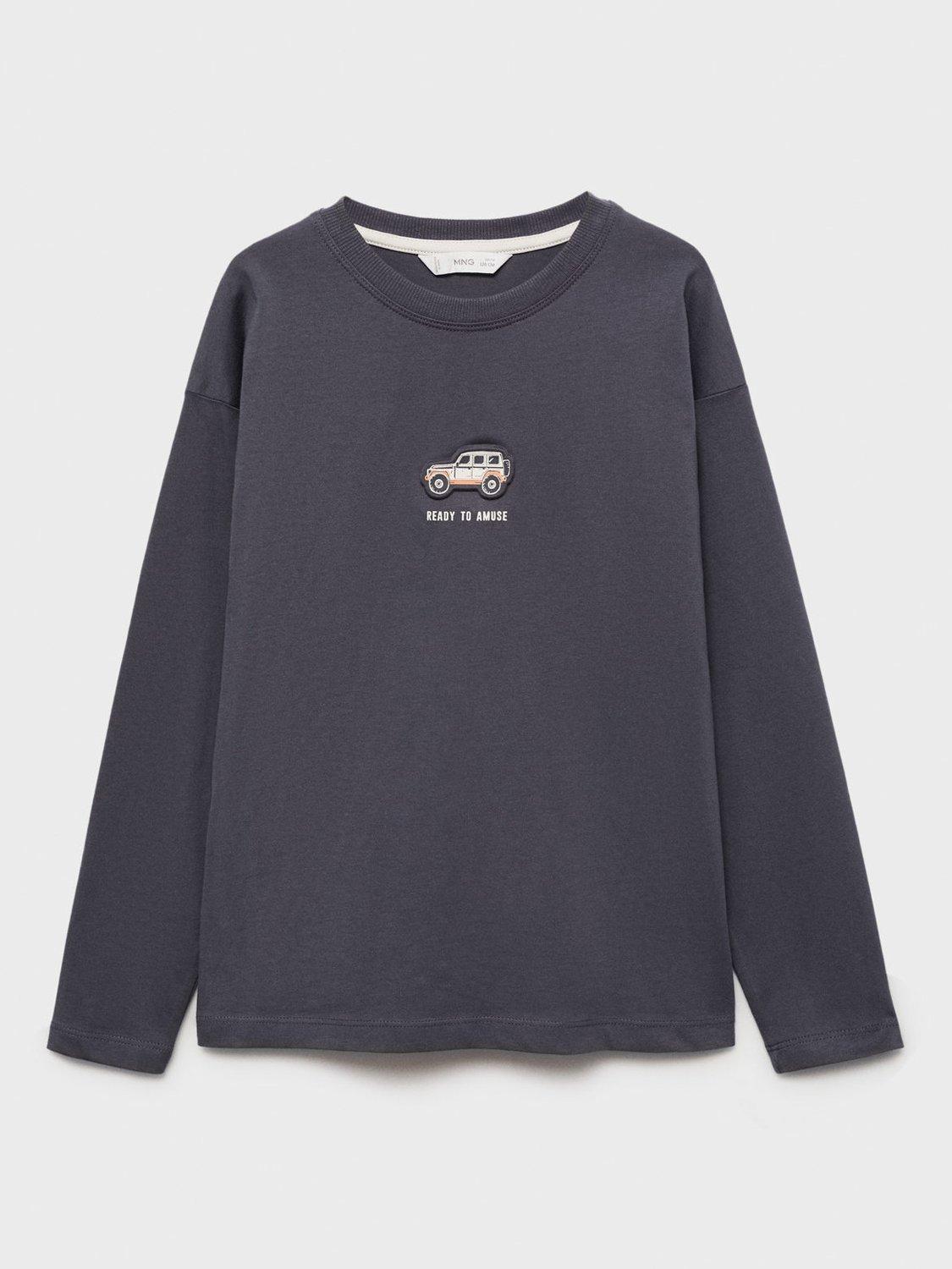 Product image 1 of 4, which shows Mango Kids' Jeep Long Sleeve T-Shirt, Dark Grey, 13-14 years