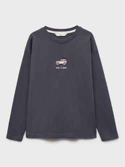 Mango Kids' Jeep Long Sleeve T-Shirt, Dark Grey, Dark Grey