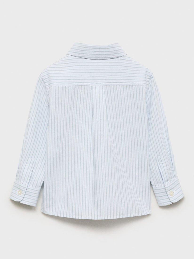 Product image 4 of 7, which shows Mango Kids' Stripe Oxford Shirt, Aqua, 5-6 years