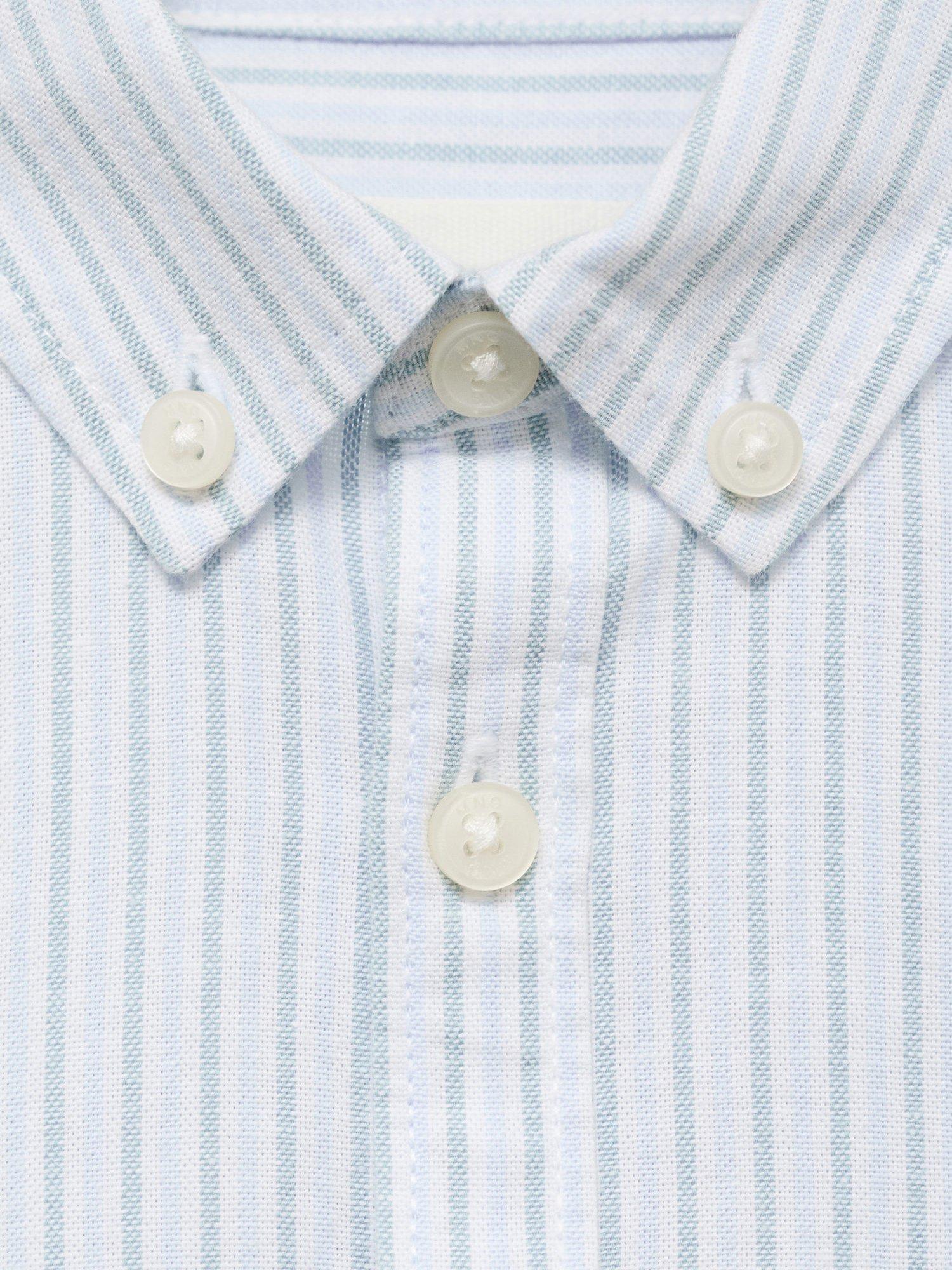 Product image 7 of 7, which shows Mango Kids' Stripe Oxford Shirt, Aqua, 5-6 years