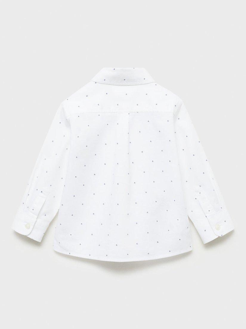 Product image 2 of 4, which shows Mango Kids' Boat Print Oxford Shirt, White, 12-18 months
