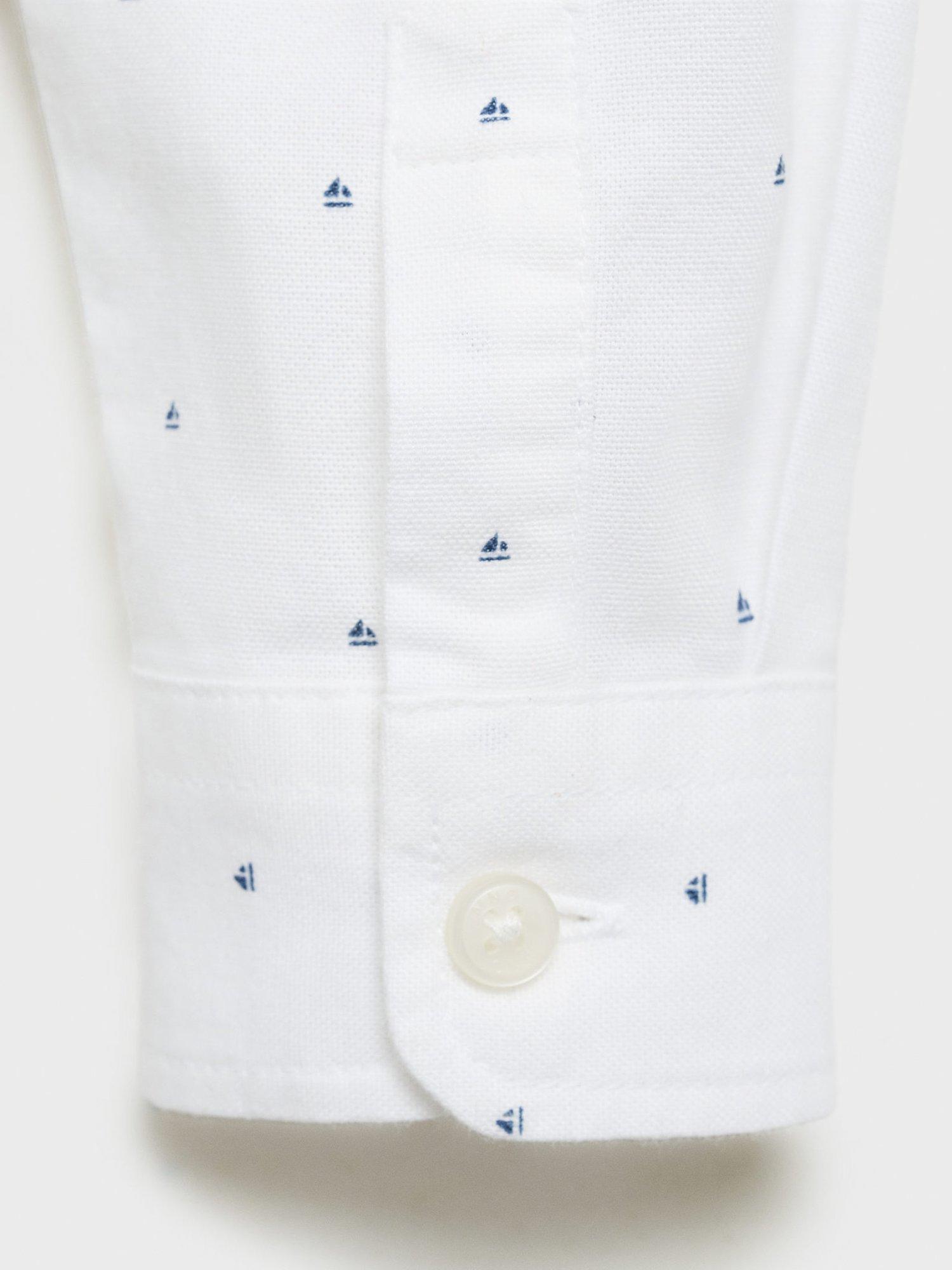 Product image 3 of 4, which shows Mango Kids' Boat Print Oxford Shirt, White, 12-18 months
