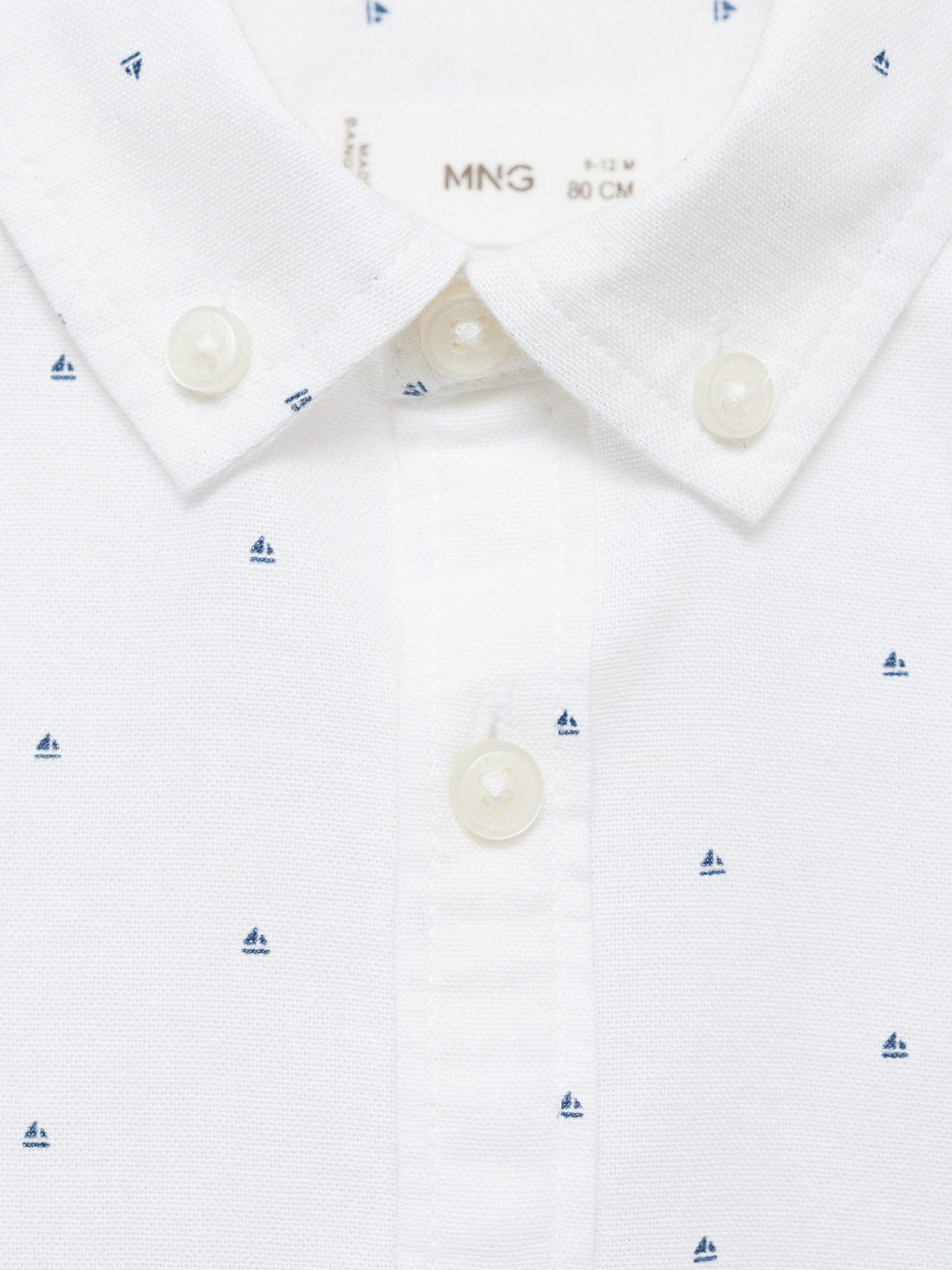 Product image 4 of 4, which shows Mango Kids' Boat Print Oxford Shirt, White, 12-18 months