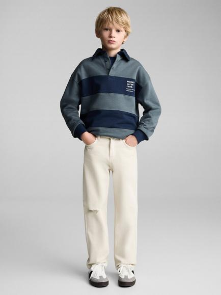 Mango Kids' Dad Jeans, Light Pastel Brown