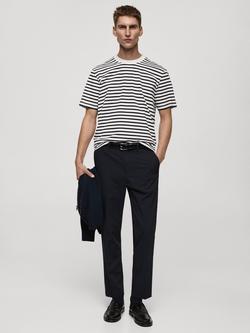 Mango Bologna Straight Leg Trousers - view 2, Navy