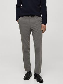 Mango Bologna Straight Leg Trousers, Medium Grey