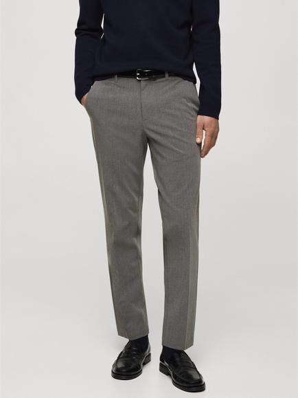 Mango Bologna Straight Leg Trousers, Medium Grey