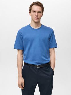 Mango Kimi Cotton Regular Fit T-Shirt, Pastel Blue