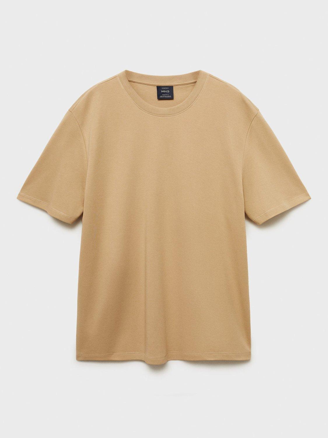 Product image 3 of 8, which shows Mango Kimi Cotton Regular Fit Short Sleeve T-Shirt, Medium Brown, XS