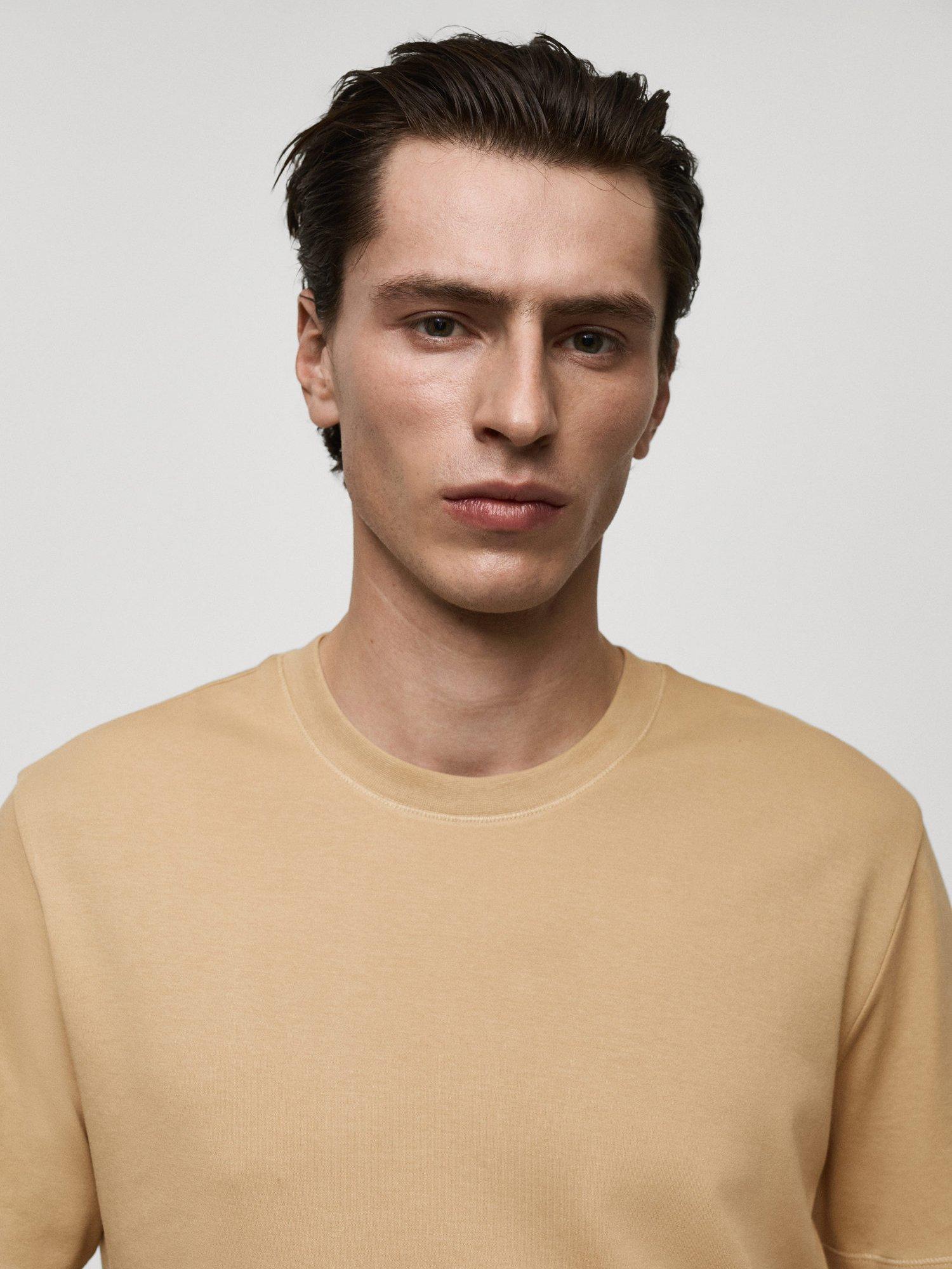 Product image 6 of 8, which shows Mango Kimi Cotton Regular Fit Short Sleeve T-Shirt, Medium Brown, XS