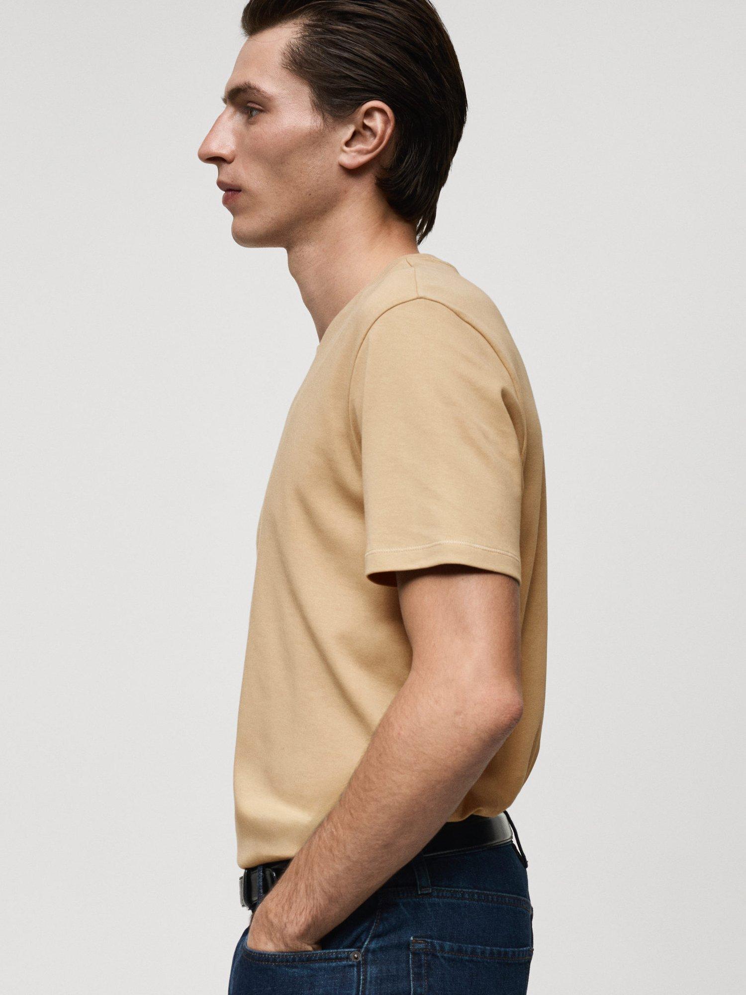 Product image 7 of 8, which shows Mango Kimi Cotton Regular Fit Short Sleeve T-Shirt, Medium Brown, XS