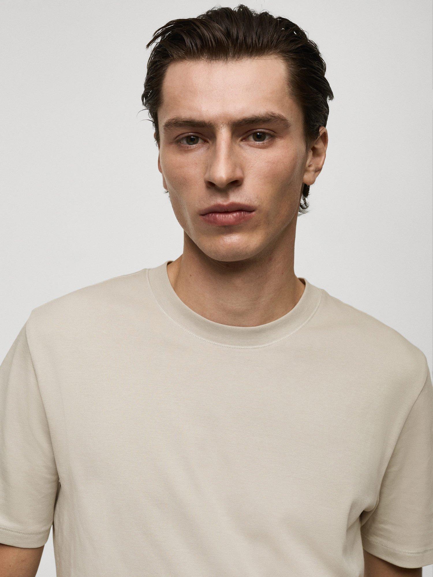 Product image 5 of 6, which shows Mango Kimi Cotton Regular Fit T-Shirt, Natural White, XS