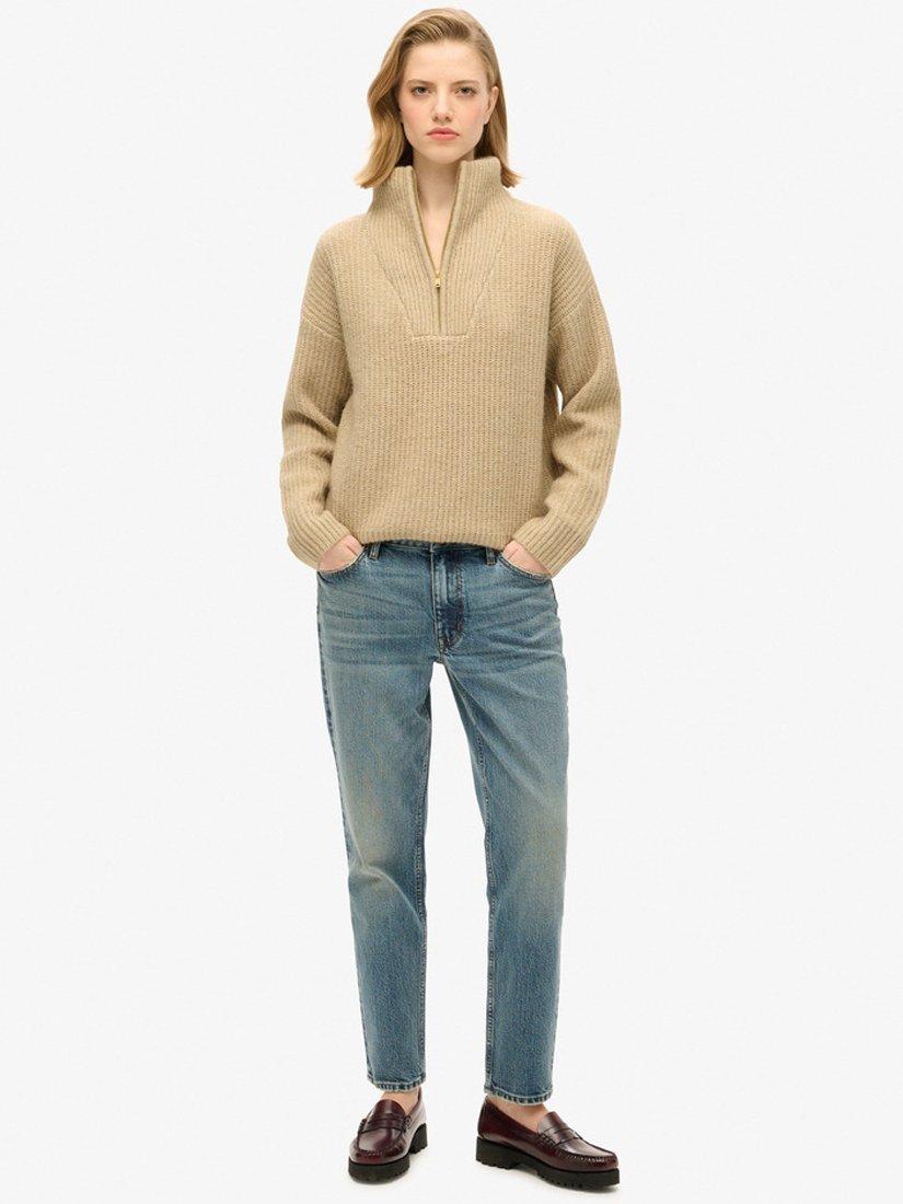 Product image 1 of 5, which shows Superdry Mid Rise Slim Fit Jeans, Logan Vintage Dark Blue, W26/L30