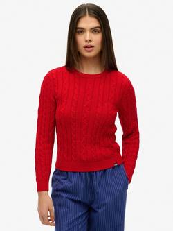 Superdry Essentials Slim Cable Jumper, Varsity Red