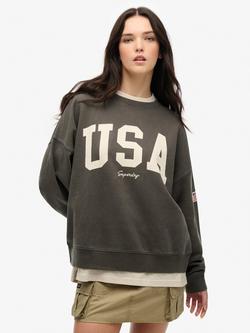 Superdry Athletic Essentials Relaxed Crew Sweatshirt, Charcoal, Charcoal