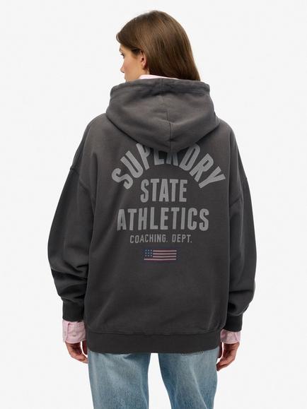 Superdry Athletic Essentials Oversized Zip Hoodie, Charcoal - view 2, Charcoal