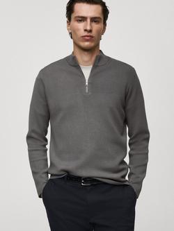 Mango Luxus Perkins Neck Regular Fit Jumper, Grey