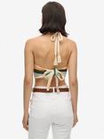 Superdry Stripe Cropped Halterneck Crochet Top, Satsuma/Multi
