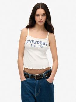 Superdry Athletic Essentials Graphic Pointelle Cami Top, Off White, Off White