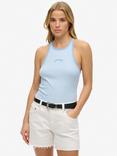 Superdry Essential Logo Stripe Racerback Pure Organic Cotton Vest Top, Bluebell