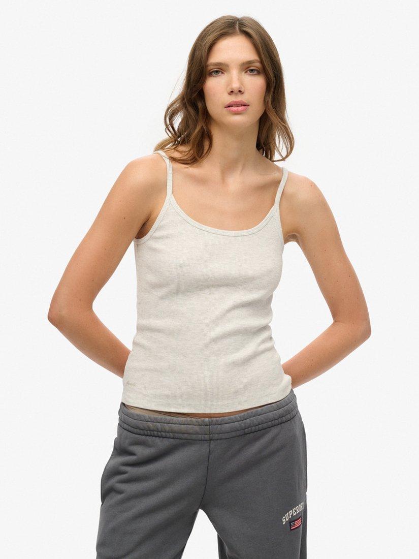 Product image 1 of 4, which shows Superdry Athletic Essentials Scoop Neck Vest Top, Iced Grey Marl, 8