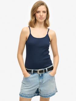 Superdry Athletic Essentials Scoop Neck Vest Top, Richest Navy, Richest Navy
