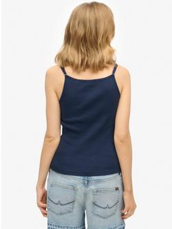 Superdry Athletic Essentials Scoop Neck Vest Top, Richest Navy - view 2, Richest Navy