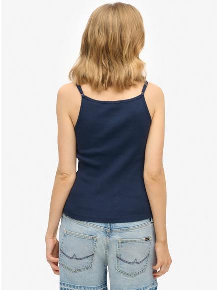 Superdry Athletic Essentials Scoop Neck Vest Top, Richest Navy - view 2, Richest Navy