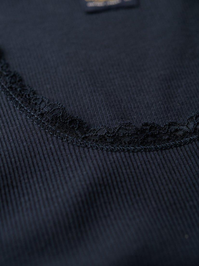 Product image 6 of 6, which shows Superdry Vintage Lace Trim Vest, Eclipse Navy, 8