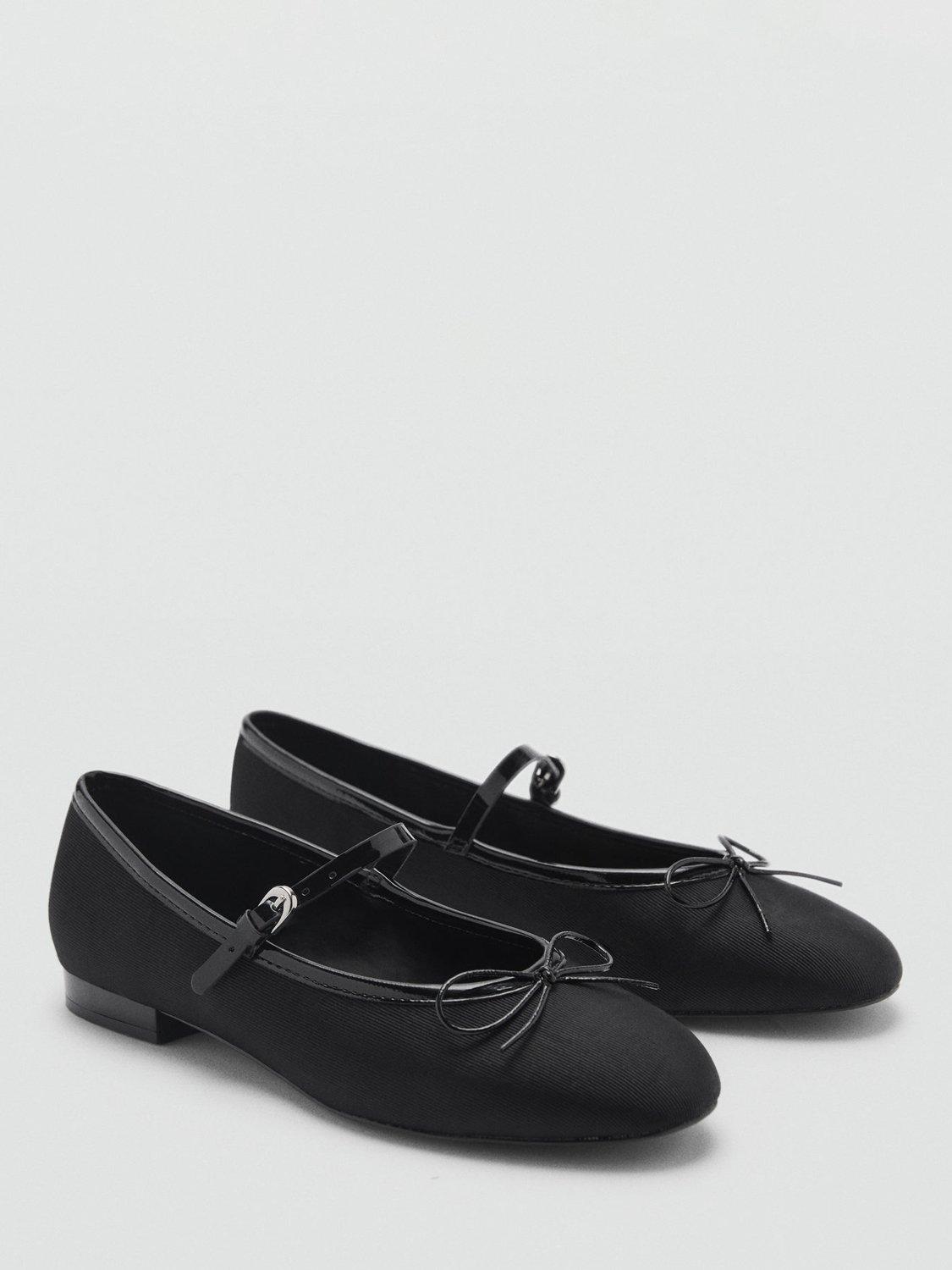 Product image 2 of 4, which shows Mango Cassie Mary Jane Bow Ballerina Pumps, Black, 4