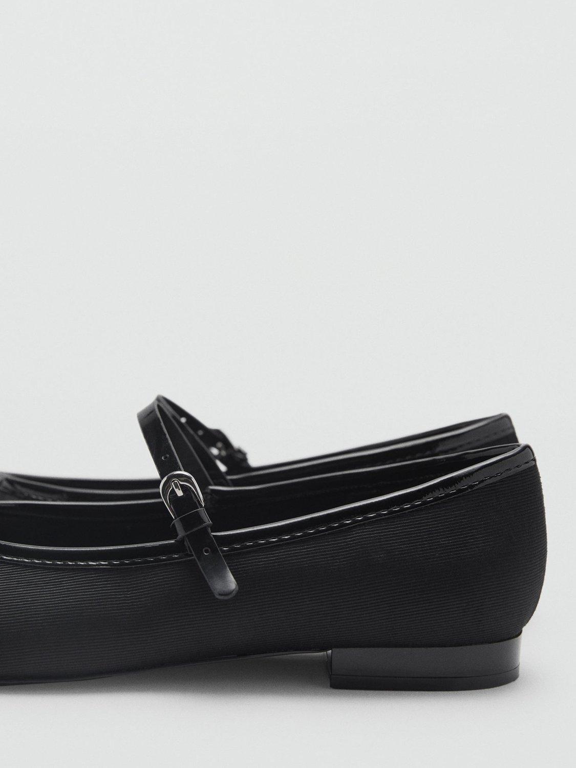 Product image 3 of 4, which shows Mango Cassie Mary Jane Bow Ballerina Pumps, Black, 4