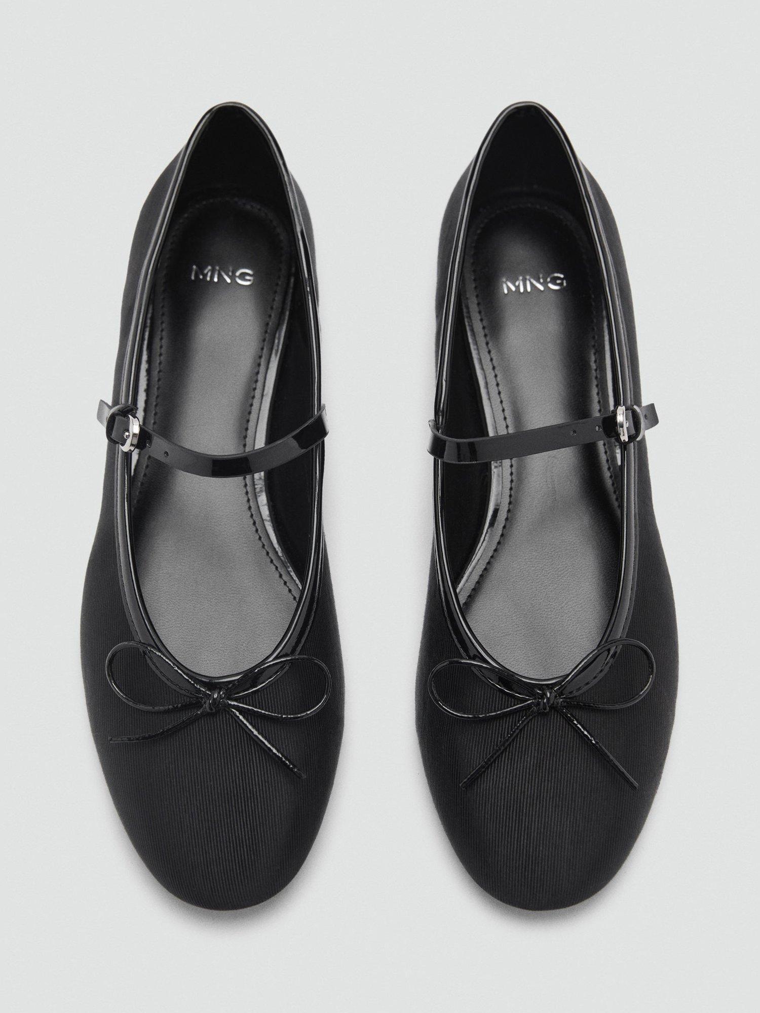Product image 4 of 4, which shows Mango Cassie Mary Jane Bow Ballerina Pumps, Black, 4