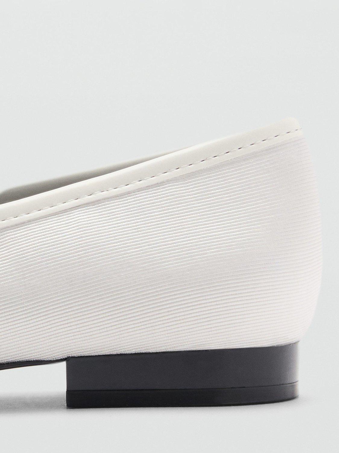 Product image 4 of 5, which shows Mango Cassie Mary Jane Bow Ballerina Pumps, White, 2