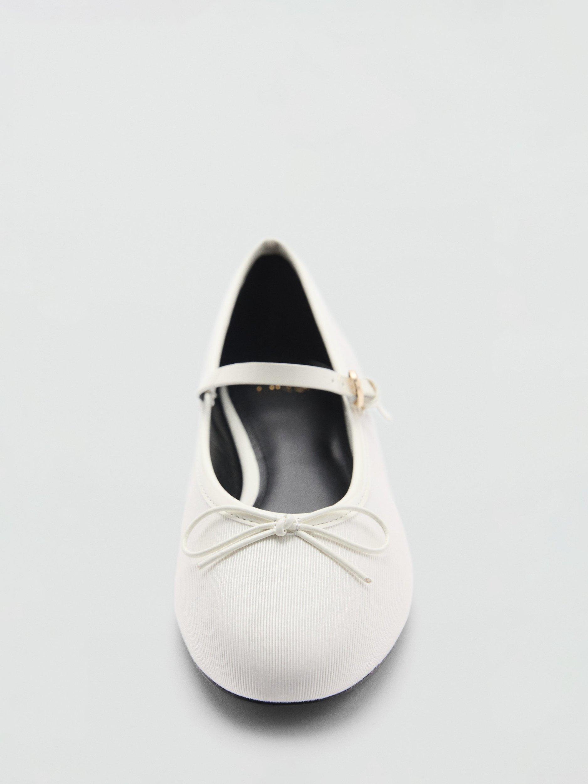 Product image 5 of 5, which shows Mango Cassie Mary Jane Bow Ballerina Pumps, White, 2